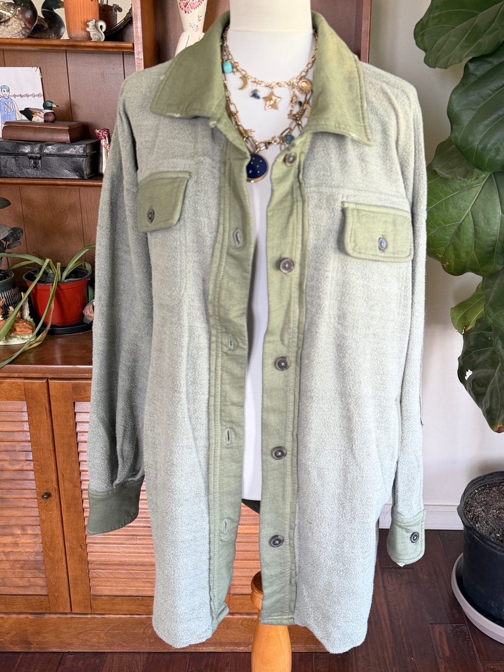 Free People Jaded Green Ruby Shacket Shirt Jacket S NWT - Picture 13 of 15